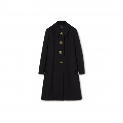 GUCCI WOOL NATTÉ COAT WITH DOUBLE G BUTTON 860471